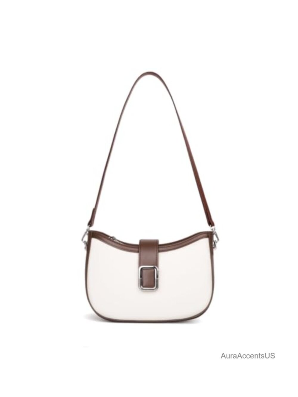 Genuine Leather Shoulder Bag for Women, Crossbody Purse with 2 Detachable Straps